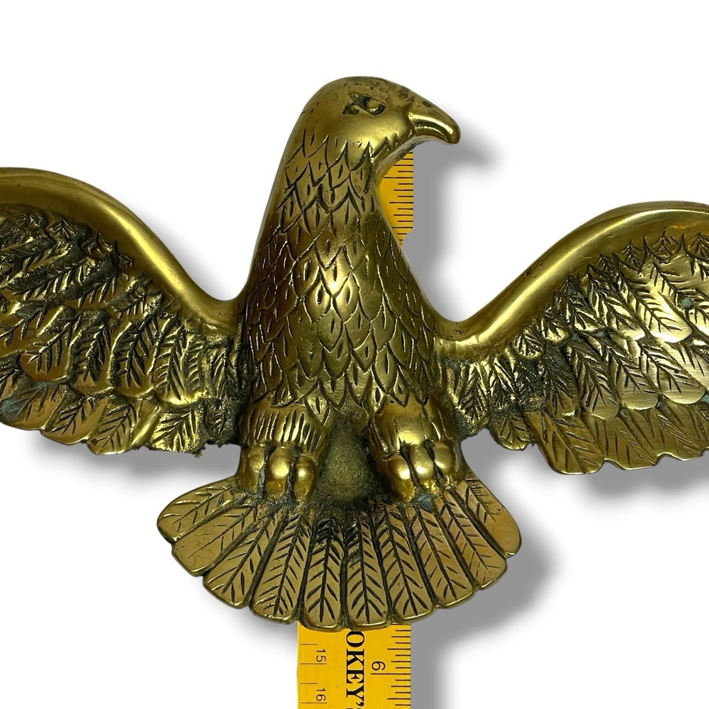 American Bald Eagle with Spread Wings Cast Iron Brass Wall Plaque 18" Patriotic - Picture 10 of 11